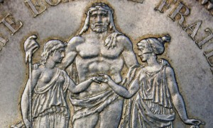 Pièce 50 F Hercule , la belle pièce en argent de la république par le comptoir d'achat argent Chalon